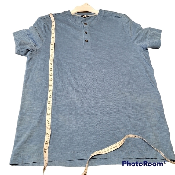Dkny Blue Short Sleeve Slub Henley Shirt - Picture 5 of 7